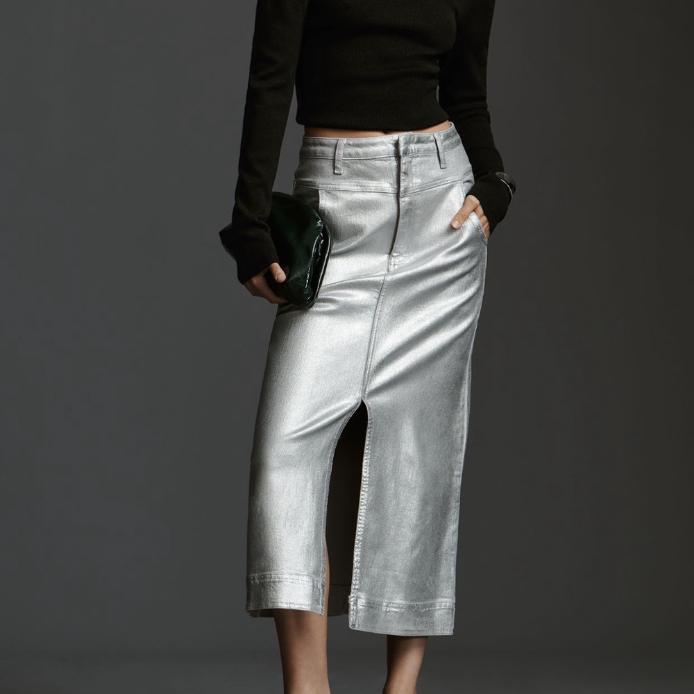 Gently Worn Anthropologie Pilcro Silver skirt size 8